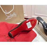 Luxurious Christian Louboutin Me Dolly Heel Slides Sandal 5.5cm in Calf Leather Black 1030143