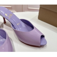 Good Looking Christian Louboutin Me Dolly Heel Slides Sandal 5.5cm in Patent Leather Purple 1030147