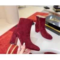 Crafted Christian Louboutin Turela Heel Ankle Boots 8.5cm in Suede Red 1030150