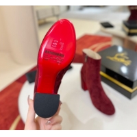Crafted Christian Louboutin Turela Heel Ankle Boots 8.5cm in Suede Red 1030150
