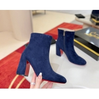 Purchase Christian Louboutin Turela Heel Ankle Boots 8.5cm in Suede Blue 1030152