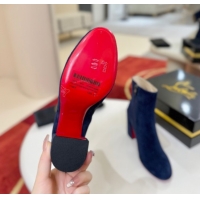 Purchase Christian Louboutin Turela Heel Ankle Boots 8.5cm in Suede Blue 1030152