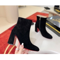 Best Grade Christian Louboutin Turela Heel Ankle Boots 8.5cm in Suede Black 1030153