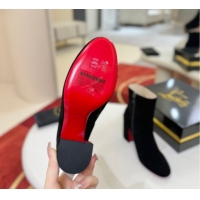 Best Grade Christian Louboutin Turela Heel Ankle Boots 8.5cm in Suede Black 1030153