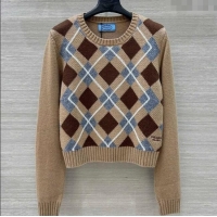 Big Discount Prada Wool Plaid Sweater PR090426 Beige 2025