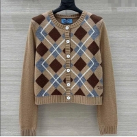 Big Discount Prada Wool Plaid Cardigan 0814 Beige 2025