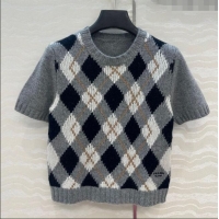 Good Product Prada Cashmere Plaid Top PR090426 Grey 2025
