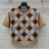 Luxury Discount Prada Wool Plaid Top PR090426 Beige 2025