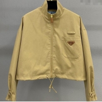 Famous Brand Prada Short Jacket PR090501 Beige Yellow 2025