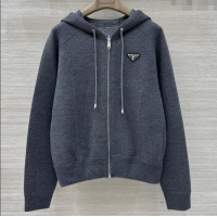 Reasonable Price Prada Wool Zipped Cardigan P91702 Grey 2025