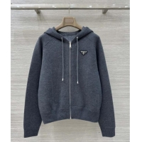 Reasonable Price Prada Wool Zipped Cardigan P91702 Grey 2025