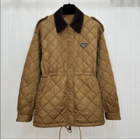 Promotional Prada Quilted Nylon and Cotton Padded Coat PR091901 Brown 2025