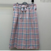 Best Price Prada Plaid Skirt with Bow PR091940 Pink 2025