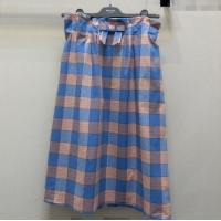Super Quality Prada Plaid Skirt with Bow PR091940 Blue 2025