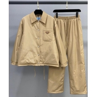 Traditional Discount Prada Cotton-Padded Jacket and Pants Set PR091960 Beige 2025