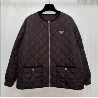 Top Grade Prada Quilted Cotton-Padded Jacket PR091963 Dark Brown 2025