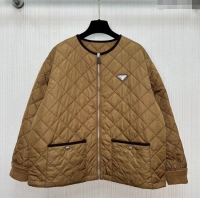 Luxury Discount Prada Quilted Cotton-Padded Jacket Brandy PR091963 Brown 2025