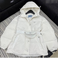 Top Grade Prada Down Jacket with Pouch PR091980 White 2025