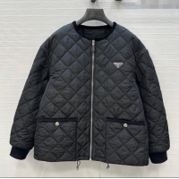 Famous Brand Prada Quilted Nylon and Cotton Padded Jacket PR091882 Black 2025
