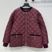 Good Looking Prada Quilted Nylon and Cotton Padded Jacket PR091882 Burgundy 2025