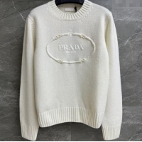 Top Design Prada Wool Cashmere Sweater PR101401 White 2025