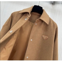 Market Sells Discount Prada Wool Coat PR101403 Brown 2025
