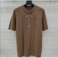 Good Inexpensive Prada Wool Knit Shirt with Charm 1015 Brown 2025