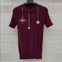 Unique Discount Prada Wool Knit Shirt with Charm 1015 Burgundy 2025