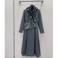 Buy Discount Dior Wool Blend Dress DR101505 Grey 2025