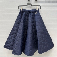 Fashion Discount Prada Cotton Padded Skirt PR111527 Navy Blue 2025