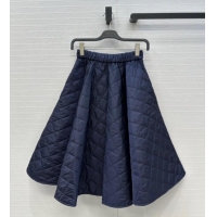 Fashion Discount Prada Cotton Padded Skirt PR111527 Navy Blue 2025