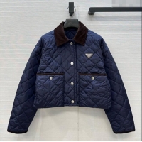 Traditional Discount Prada Cotton Padded Jacket PR111527 Navy Blue 2025