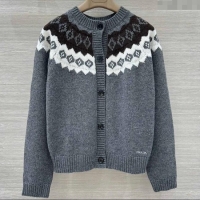 Luxury Cheap Prada Wool Cardigan PR111528 Grey 2025