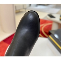 Purchase Christian Louboutin Booty Lock Heel Ankle Boots 7cm in Calf Leather Black 1030156