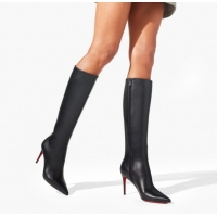 Unique Style Christian Louboutin Kate Botta High Heel Boots 10cm in Calf Leather Black 1030162