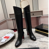 Good Quality Christian Louboutin Loo Botta High Heel Boots 8.5cm in Calf Leather Black 1030164
