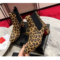 Shop Duplicate Christian Louboutin Turelastic Heel Ankle Boots 5.5cm in Leopard Print 1030166