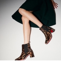 Shop Duplicate Christian Louboutin Turelastic Heel Ankle Boots 5.5cm in Leopard Print 1030166