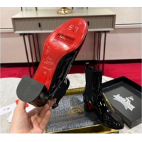 Good Quality Christian Louboutin Turelastic Heel Ankle Boots 5.5cm in Patent Leather Black 1030167