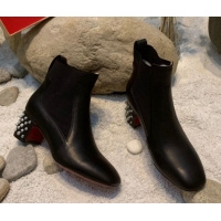 Grade Quality Christian Louboutin Study Heel Ankle Boots 5.5cm in Calf Leather Black 1030170
