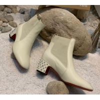 Best Grade Christian Louboutin Study Heel Ankle Boots 5.5cm in Calf Leather White 1030171