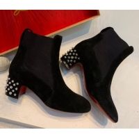 Best Price Christian Louboutin Study Heel Ankle Boots 5.5cm in Suede Black 1030172