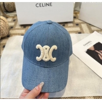 Buy Fashionable Celine Denim Baseball Hat C103105 Blue 2025