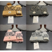 Luxury Cheap Moncler Wool Hat & Gloves & Scarf M103028 Light Grey 2025