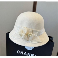 Modern Classic Chanel Bucket Hat with Bloom CH111105 White 2025