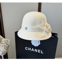 Modern Classic Chanel Bucket Hat with Bloom CH111105 White 2025