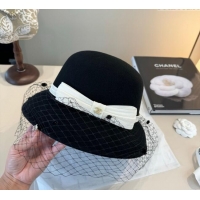 Top Design Chanel Wool Bucket Hat with Mesh CH111107 Black 2025