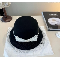 Top Design Chanel Wool Bucket Hat with Mesh CH111107 Black 2025