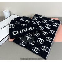 Well Crafted Chanel CC Allover Hat and Scarf Set CH111108 Black/White 2025