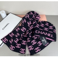 Top Quality Chanel CC Allover Hat and Scarf Set CH111108 Black/Pink 2025
